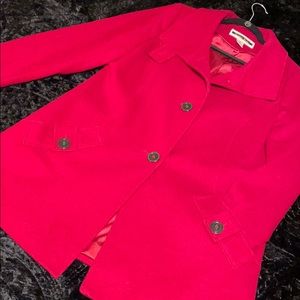 Red Kristen Black Peacoat Coat.